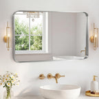 Framed Farmhouse Black Vanity Mirror — 32" — Silvery-rect