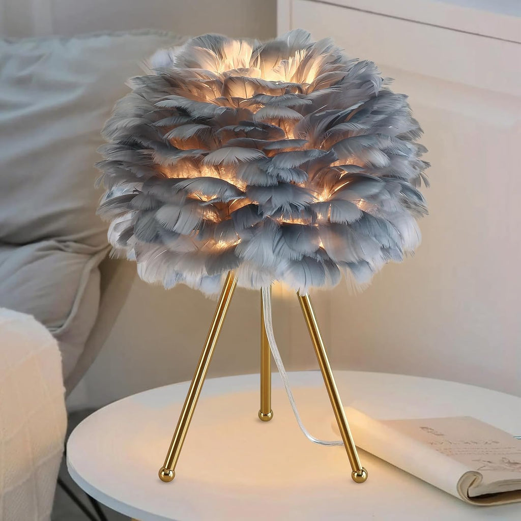 Luxe Grey Bedside Lamp — 15.3" — Gray