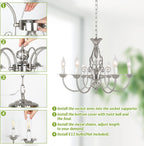 Farmhouse Black Chandelier — 6-Light - View 6