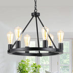 Farmhouse Black Chandelier — 6-Light - View 2
