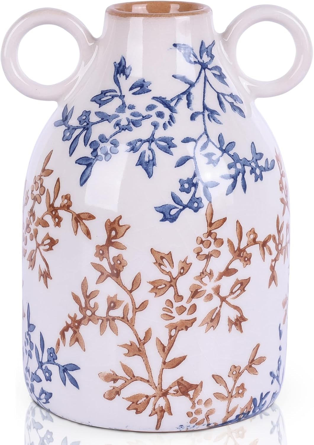 Boho Black Flower Vase — Blue Floral