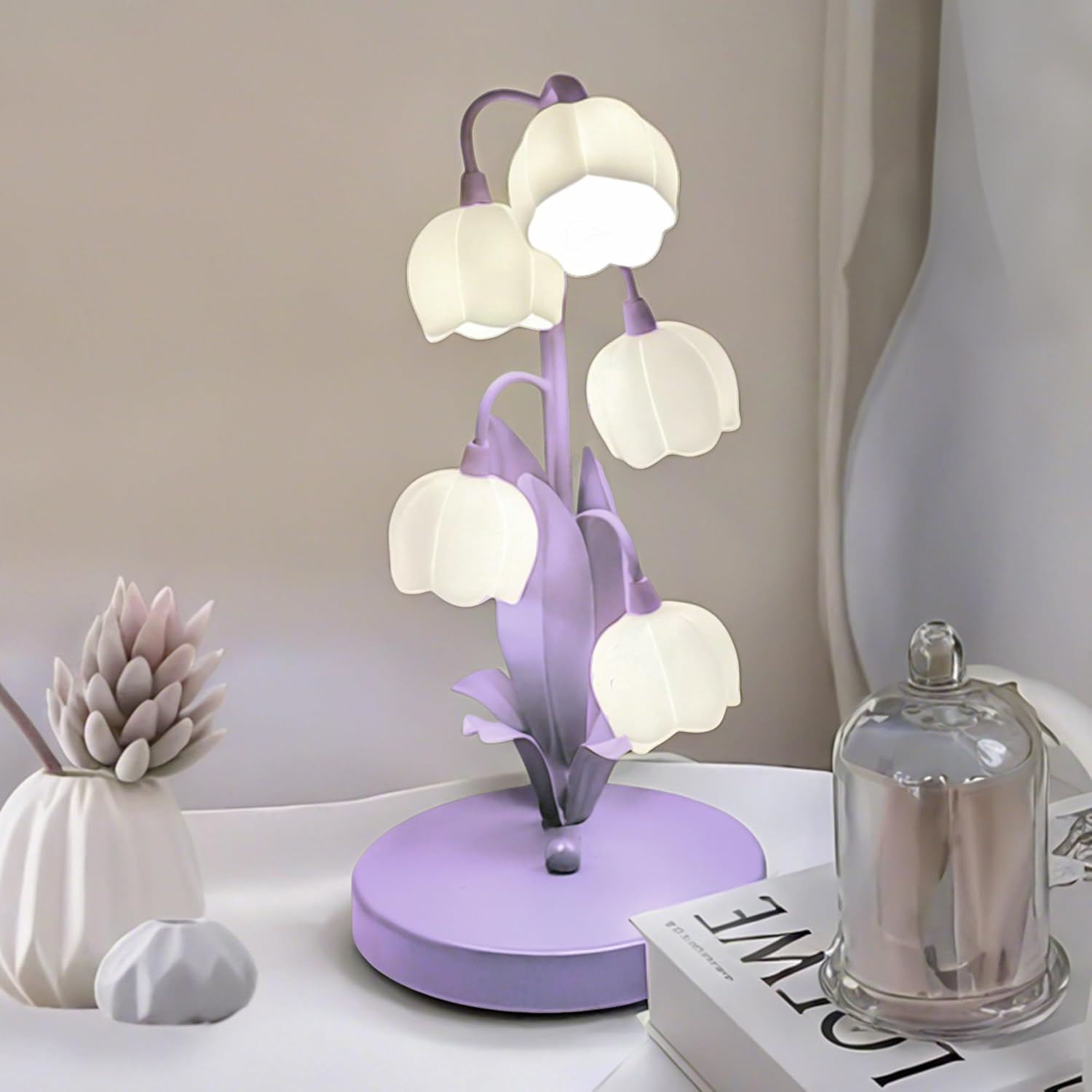 Vintage Green Bedside Lamp — Purple