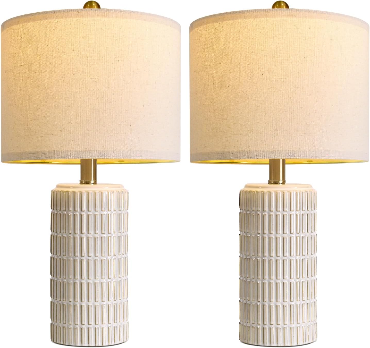 Farmhouse Beige Bedside Lamp — 20.75" - View 9