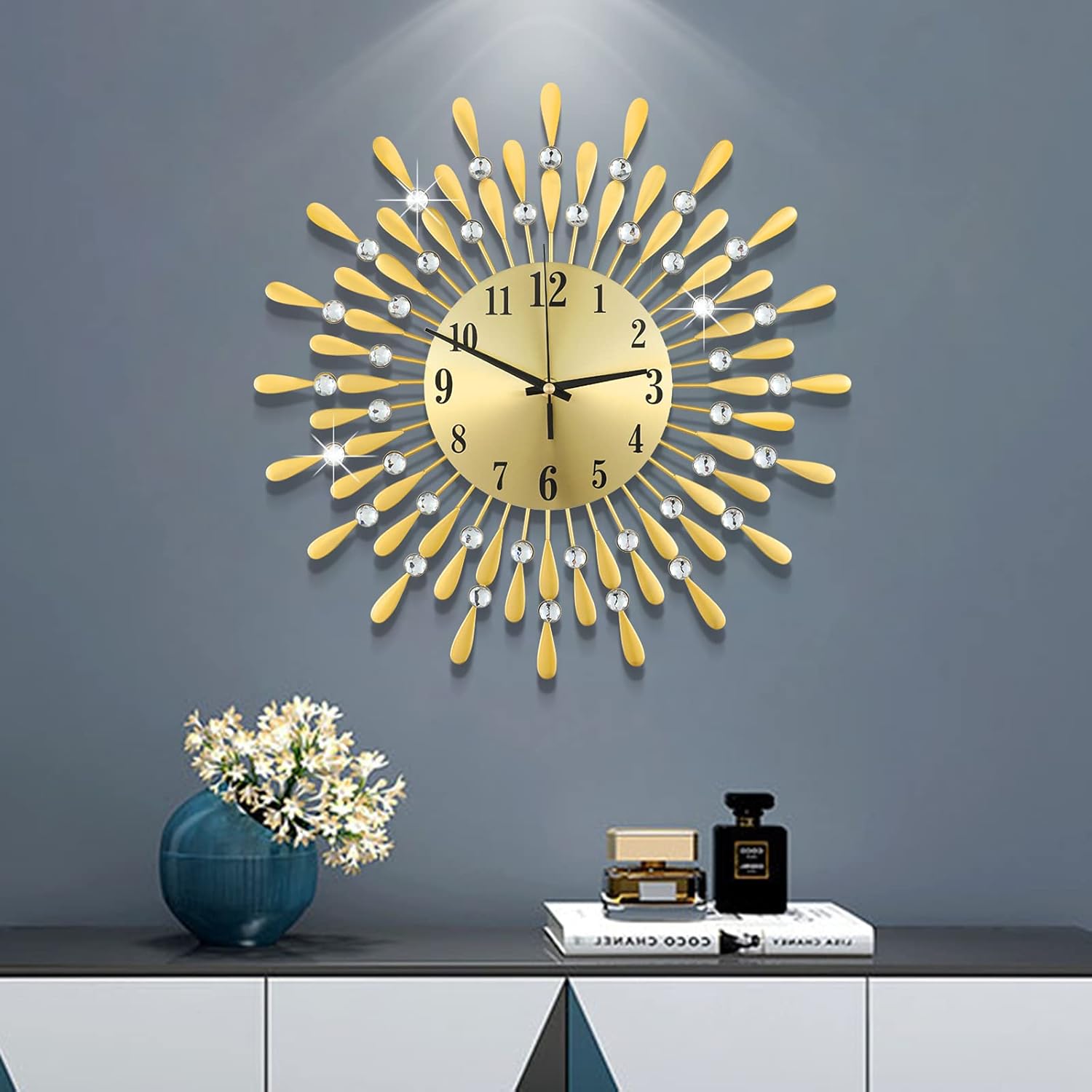 Luxe Black Wall Clock — 3" — Gold