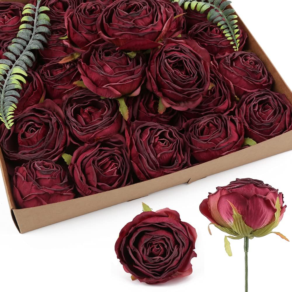 Vintage Brown Artificial Flowers — Burgundy