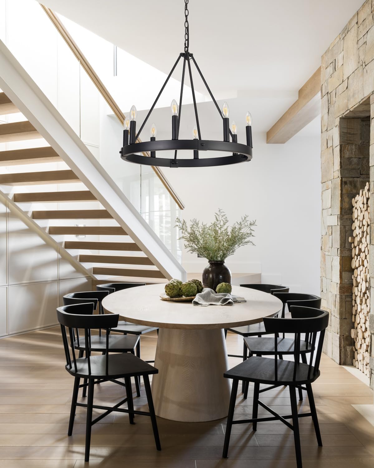 Round Farmhouse Metal Chandelier — 24" - View 7