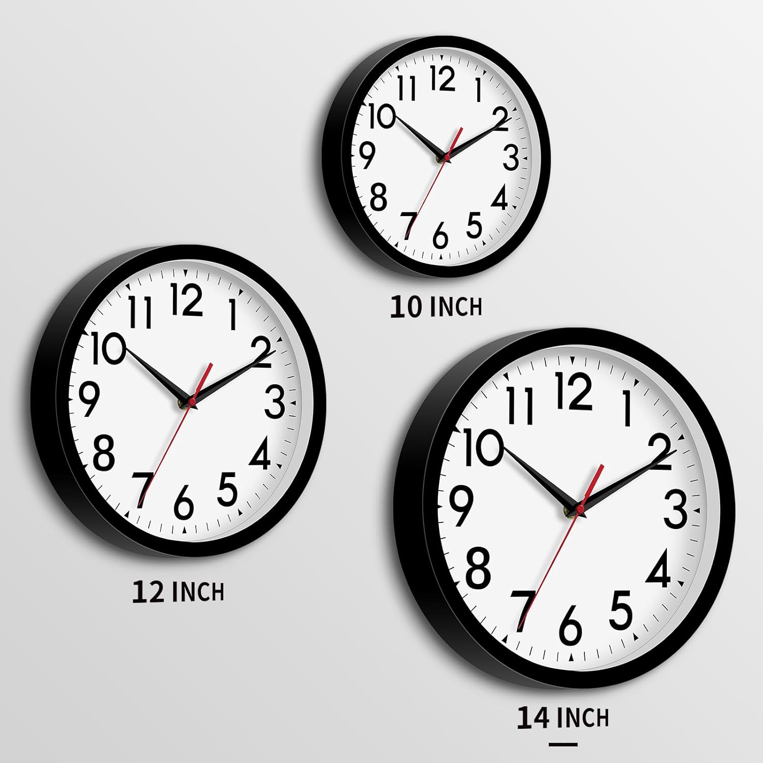 Battery Operated Black Wall Clock — 14" - View 3