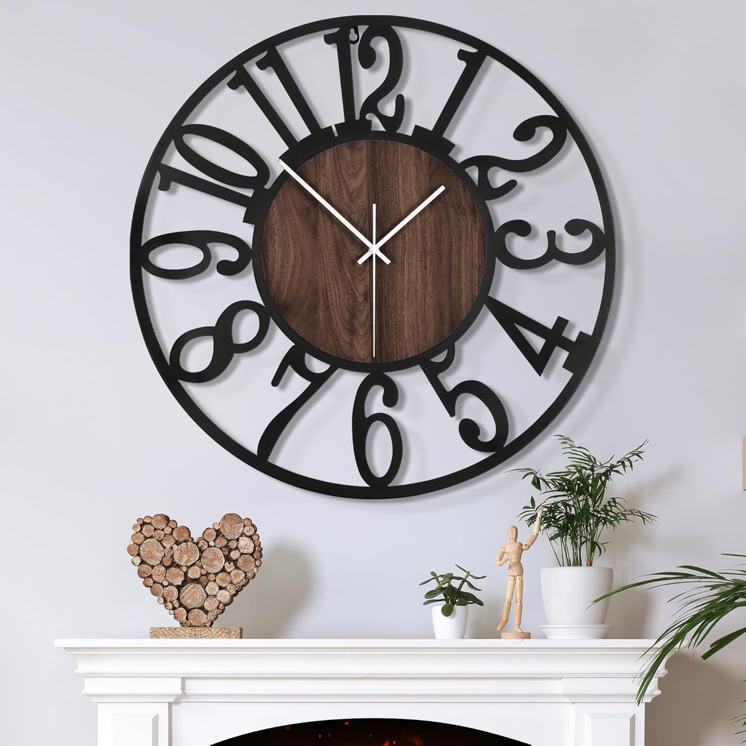 Battery Operated Modern Brown Wall Clock — 14" — 14inch