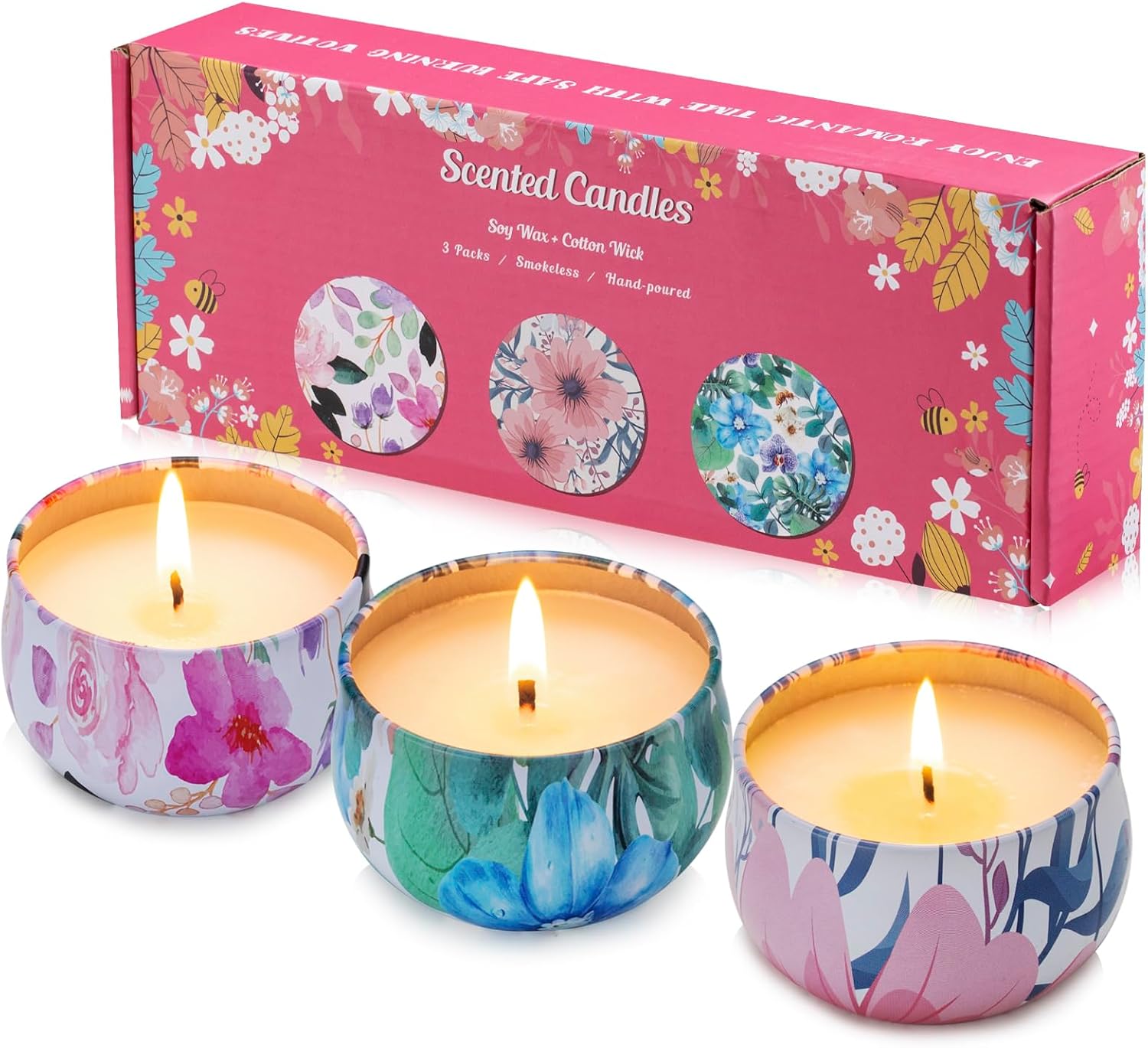 Soy Pink Scented Candle — Magnolia+Jasmine+Rose