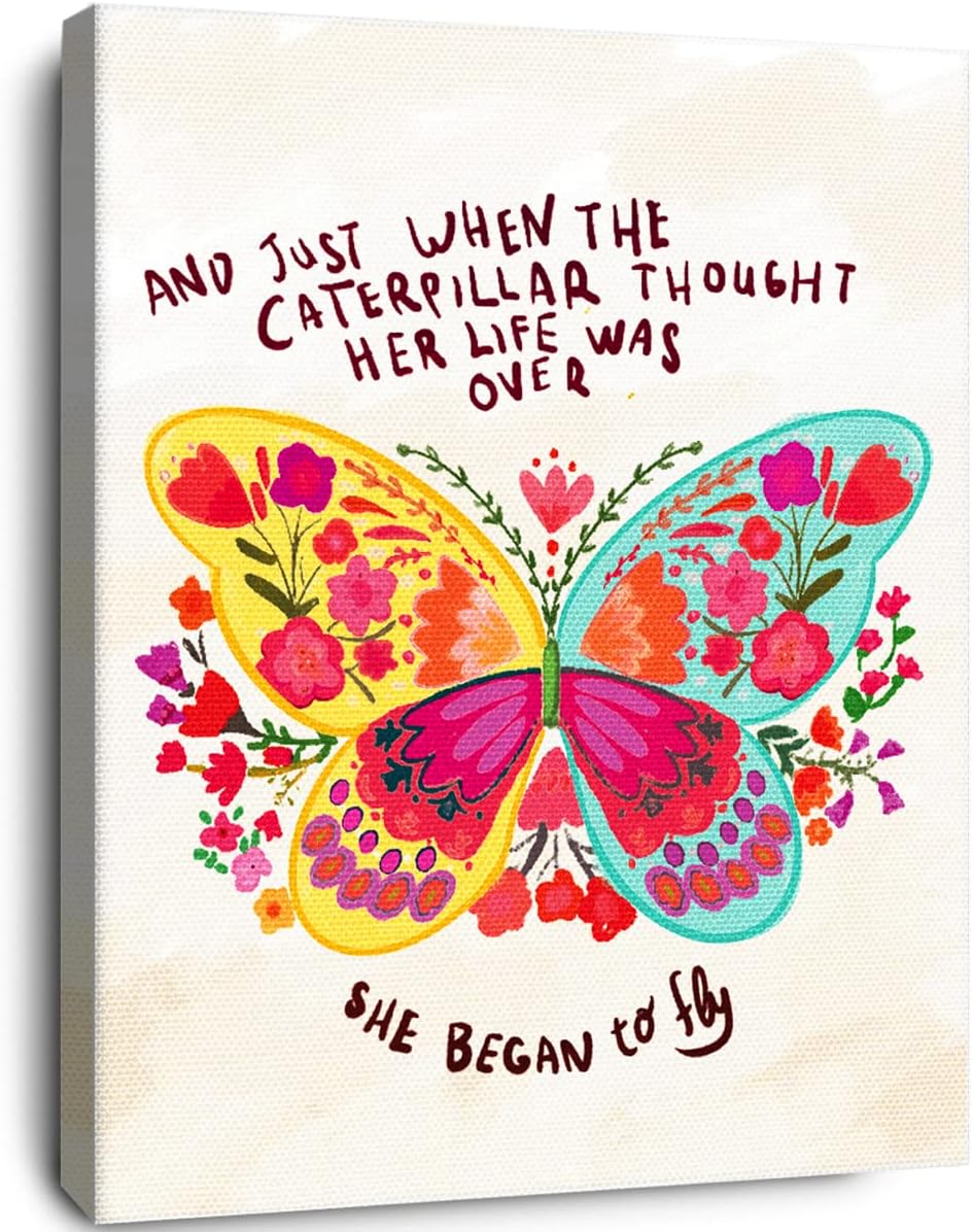 Framed Pink Wall Decor — She Began To Fly Butterfly-2