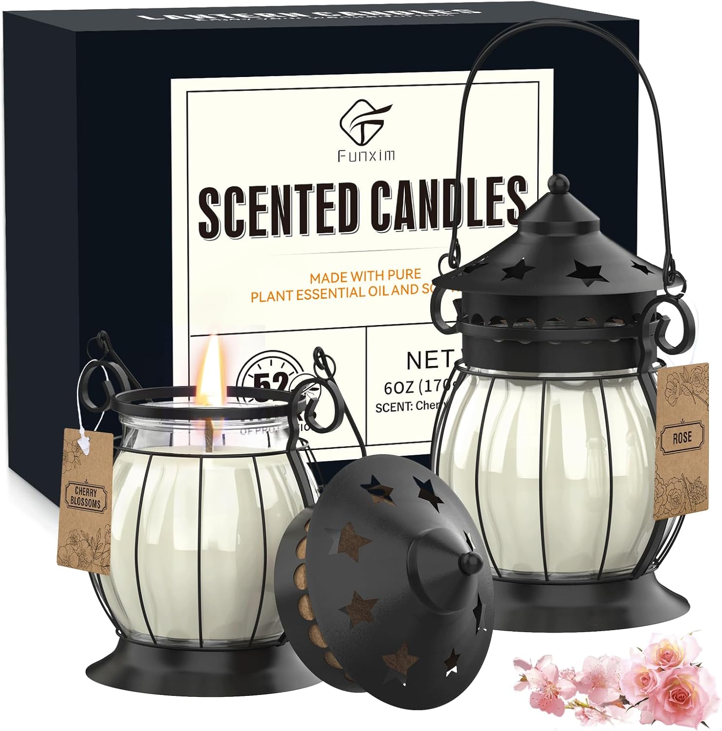 Scented Beige Candle — Cherry Blossoms, Rose