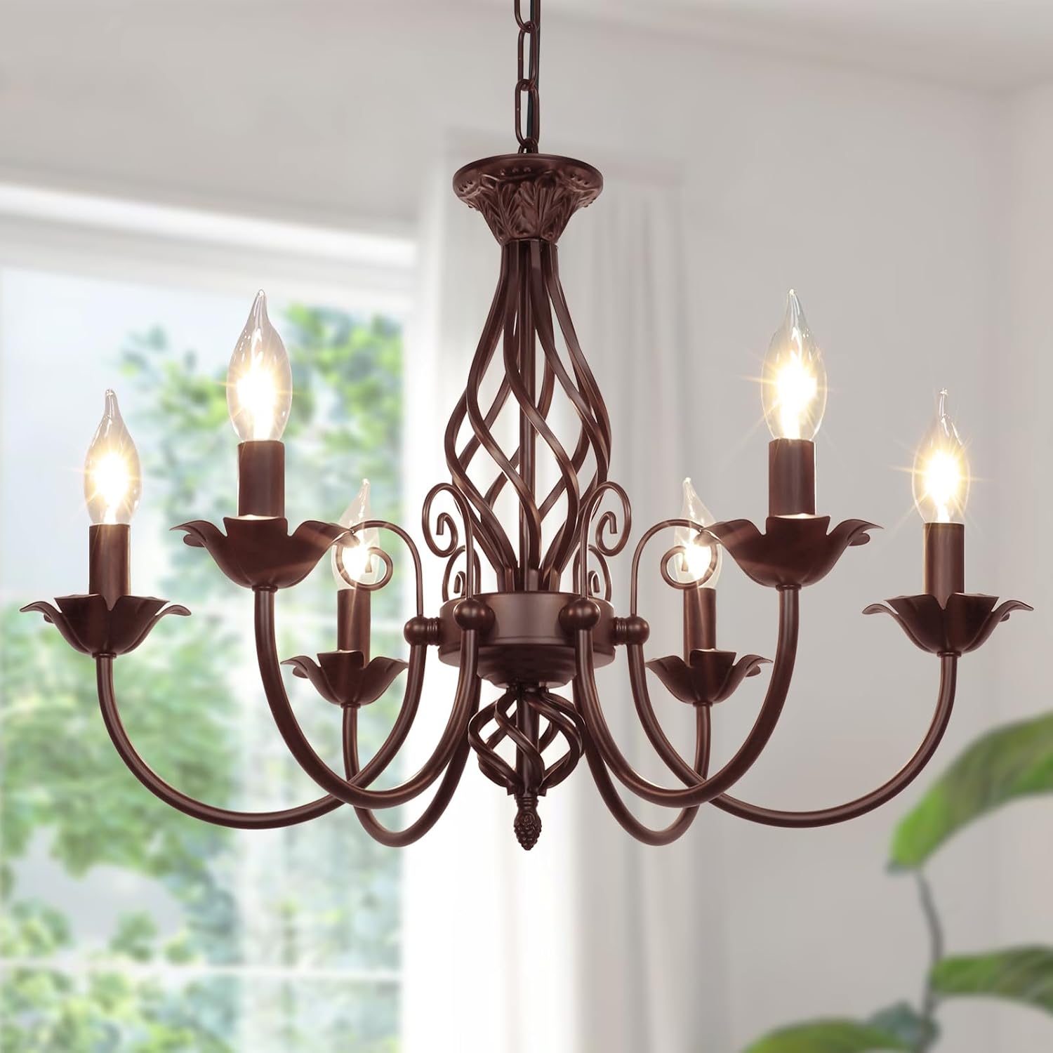 Farmhouse Black Chandelier — 6-Light — Oil Rubbed Brown