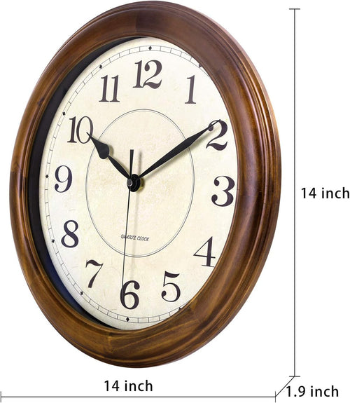 Battery Operated Mid-Century Wood Wall Clock — 14" - View 2