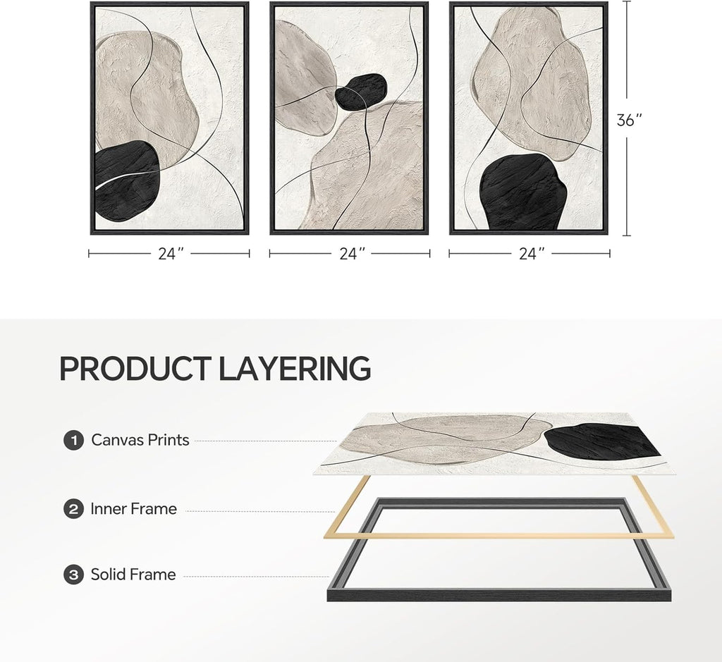 Framed Modern Beige Wall Decor — 24" - View 8