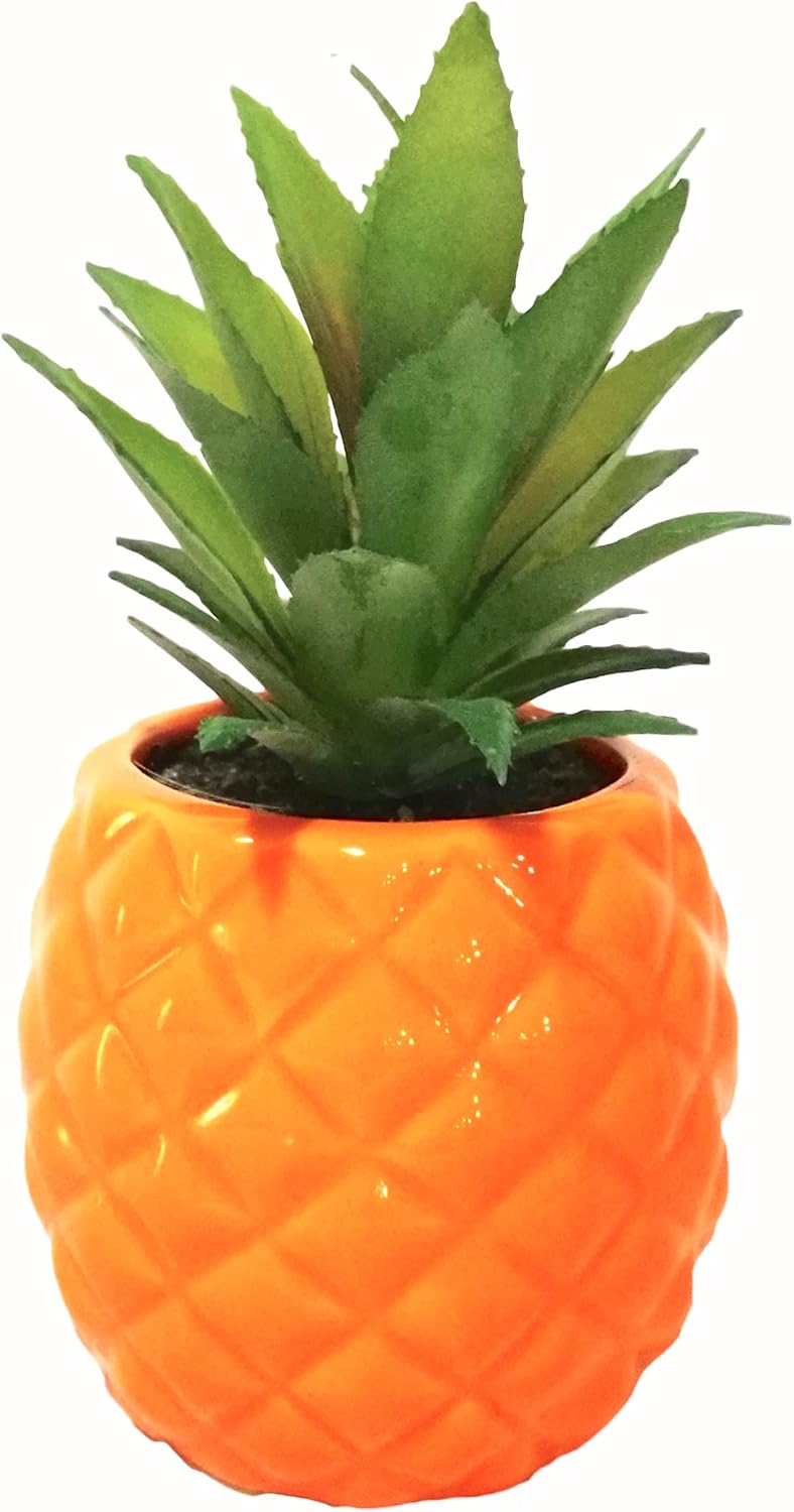 Blue Artificial Plant — 7.8" — Orange