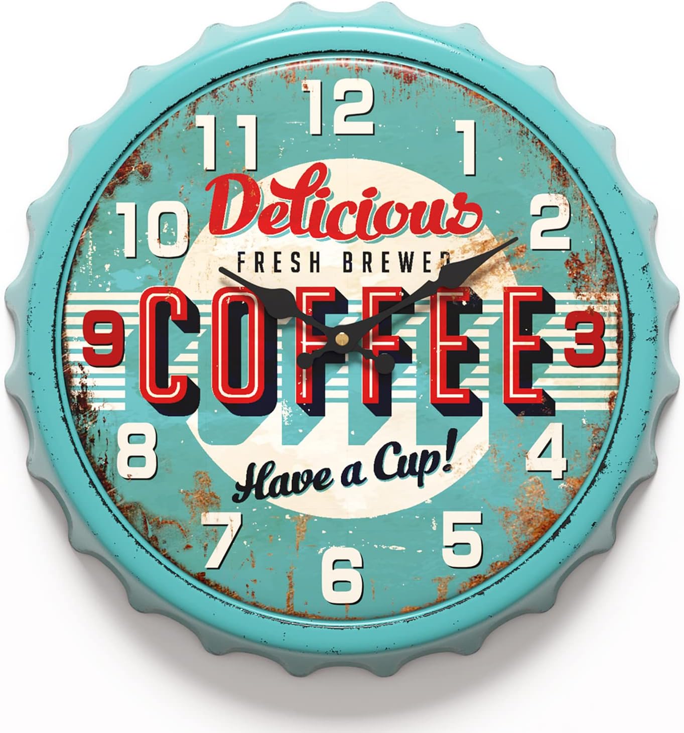 Battery Operated Farmhouse Blue Wall Clock — 13" — Blue