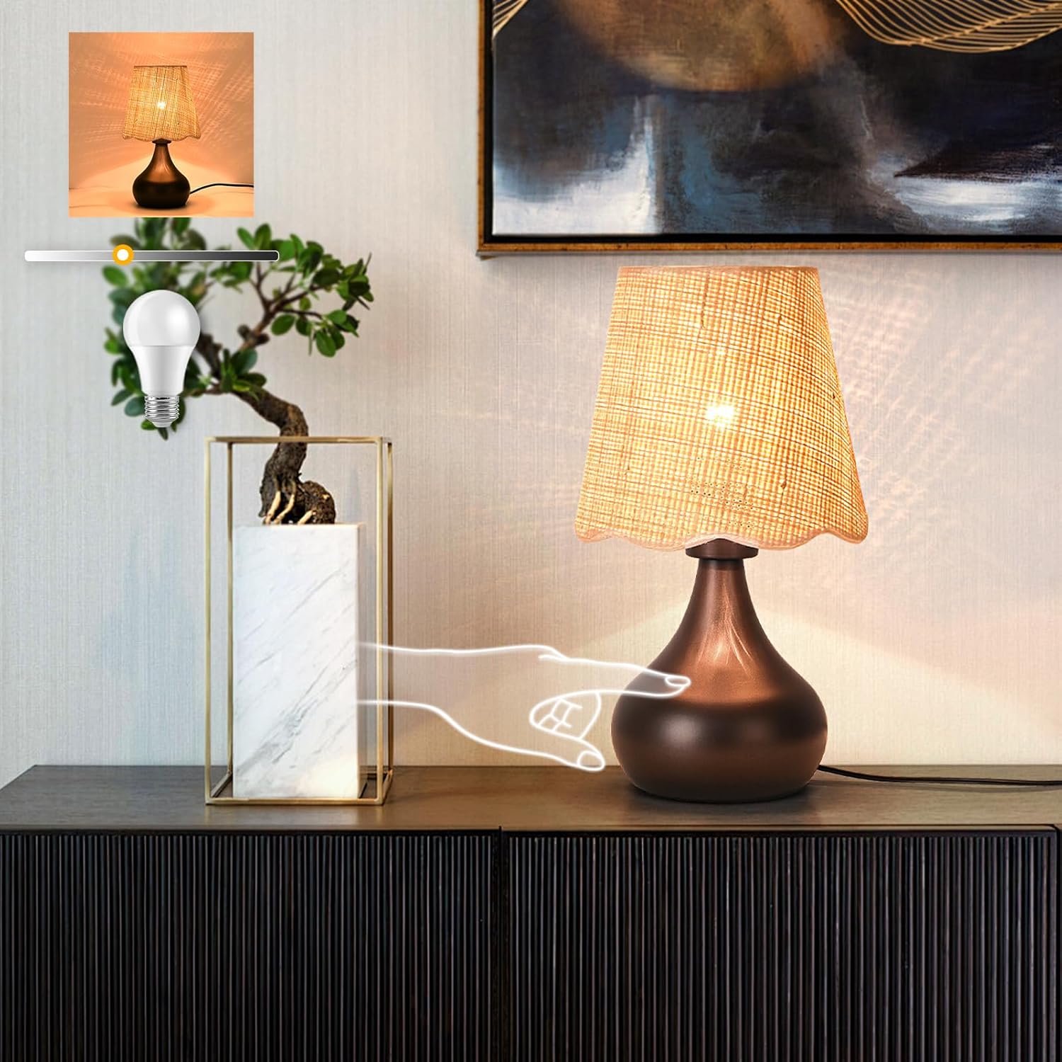 Boho Beige Table Lamp — Bronze
