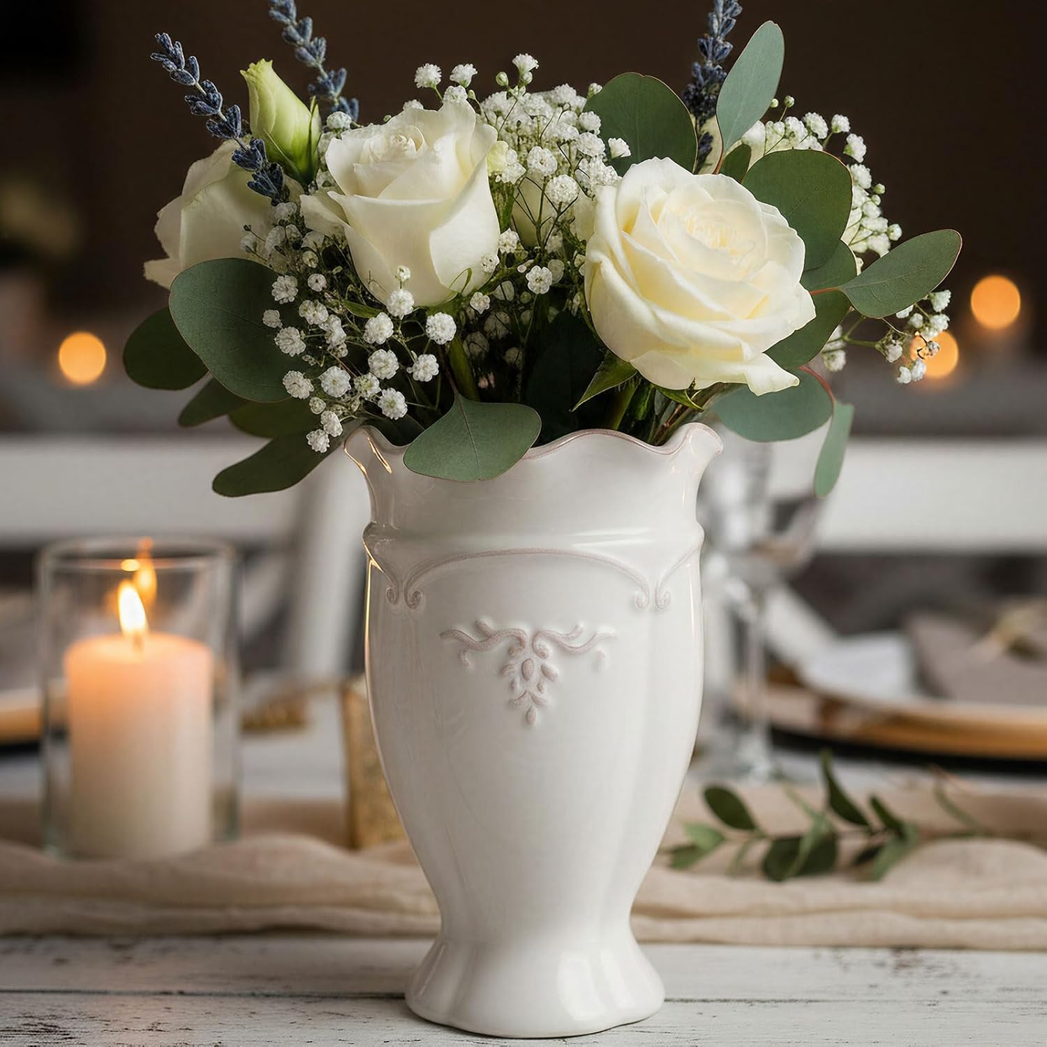 Vintage Ceramic Flower Vase — 11.6" — Medium - Height-6.8''