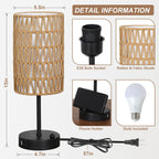 Dimmable Boho Black Desk Lamp - View 2