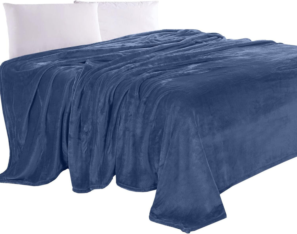 Luxe Beige Throw Pillow — Navy Blue