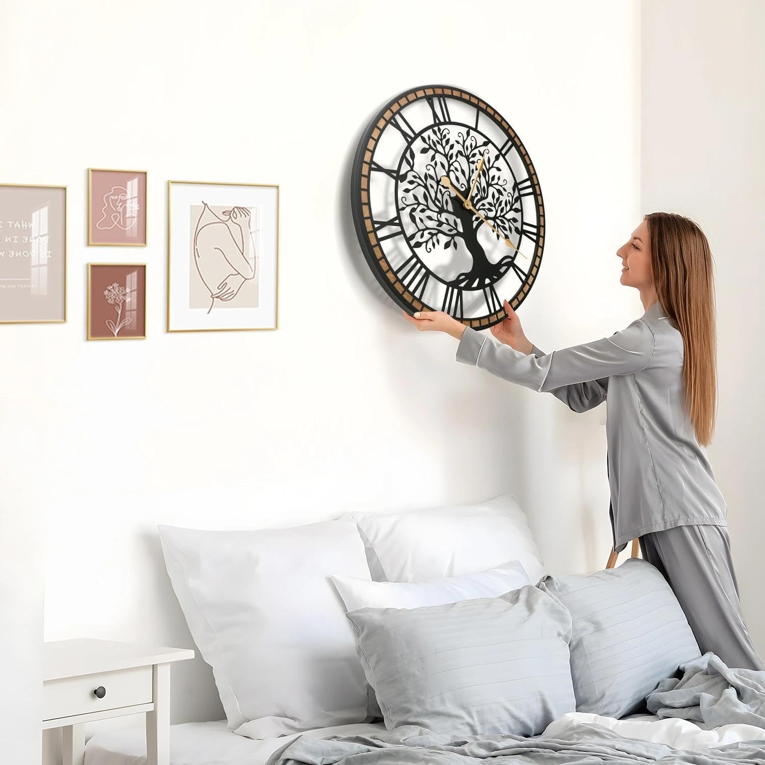 Battery Operated Farmhouse Wood Wall Clock — 24" - View 3