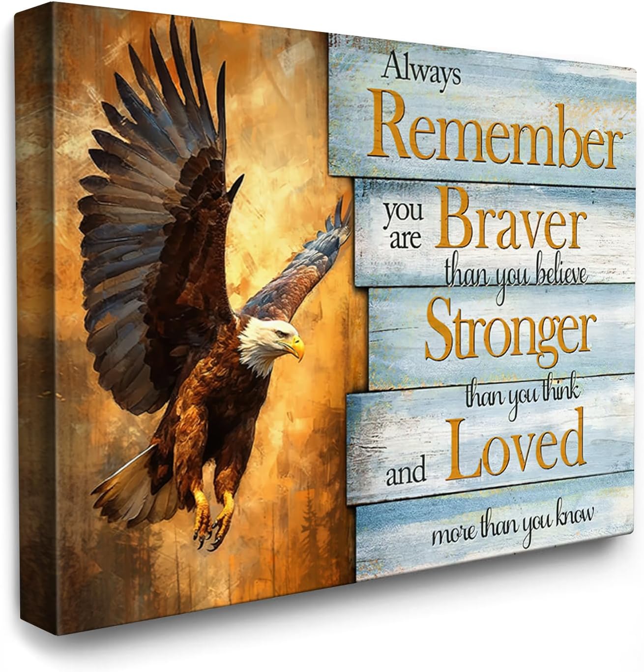 Framed Metal Canvas Wall Art — 16" — Motivational Bald Eagle