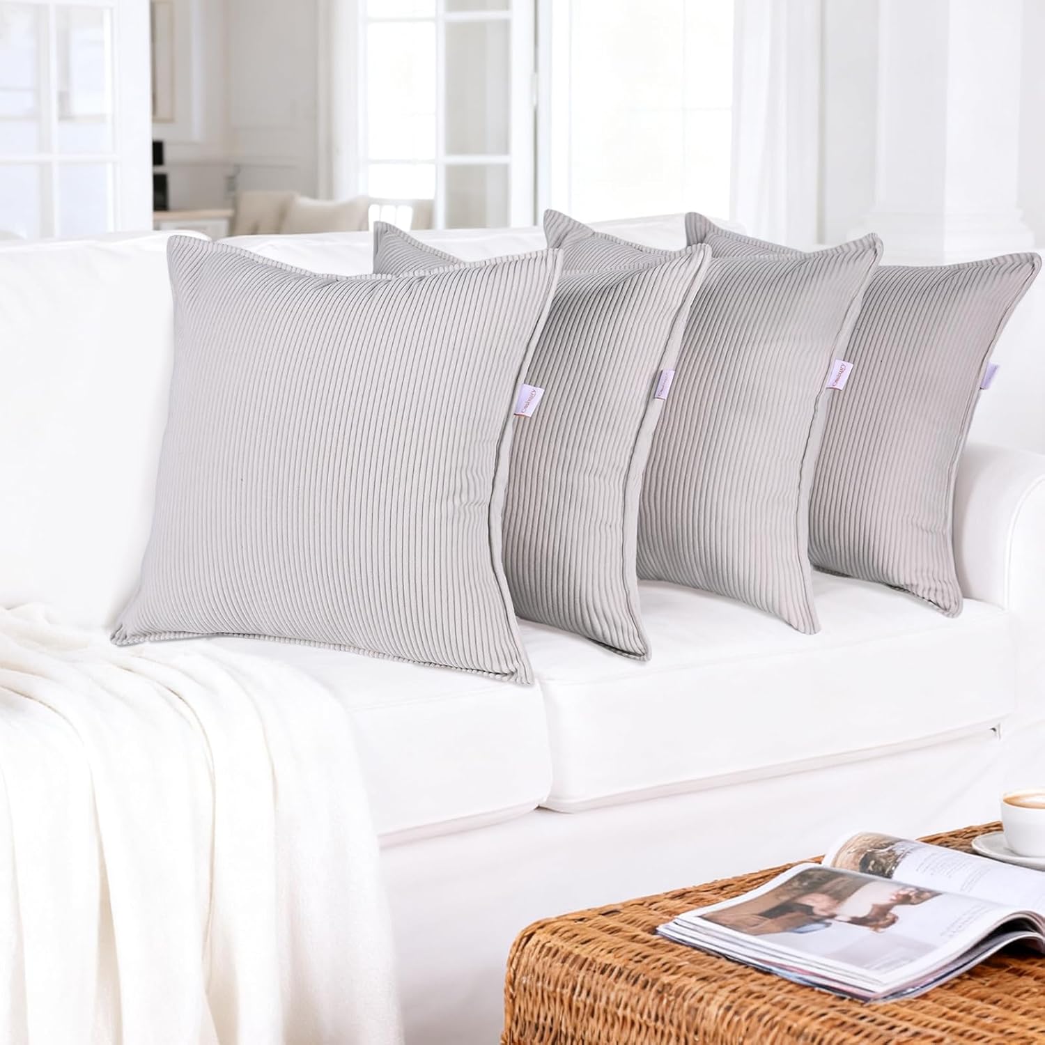 Boho Beige Throw Pillow Cover — 18" — Off-white