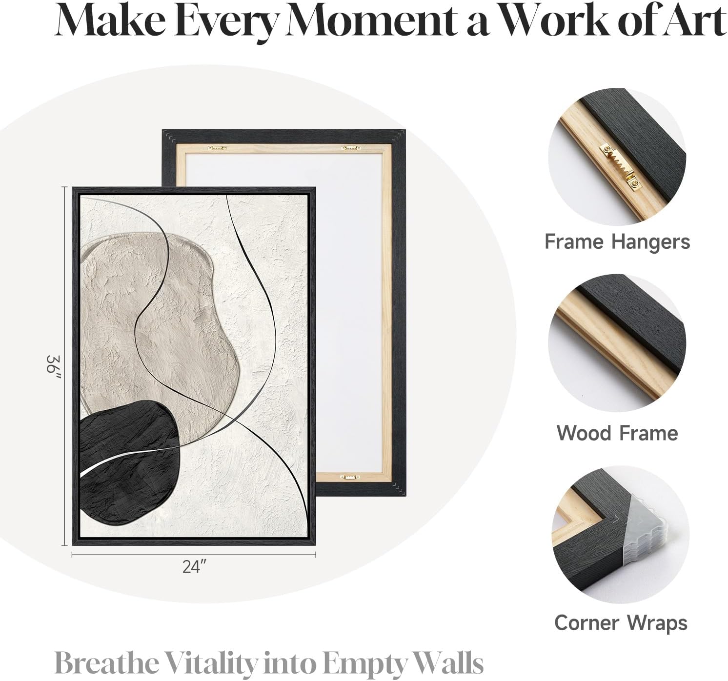 Framed Modern Beige Wall Decor — 24" - View 5