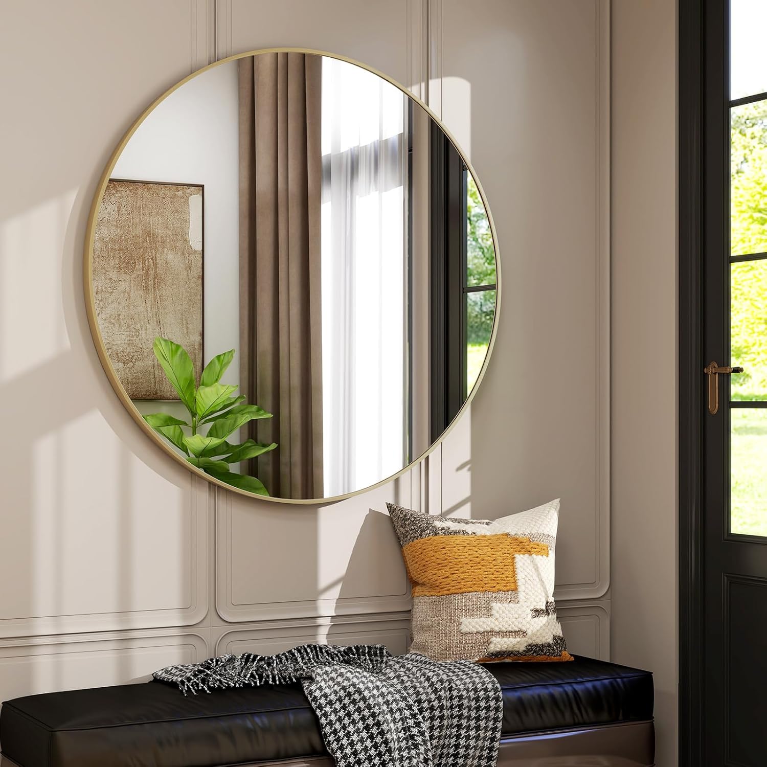 Round Luxe Black Wall Mirror — 32" - View 7