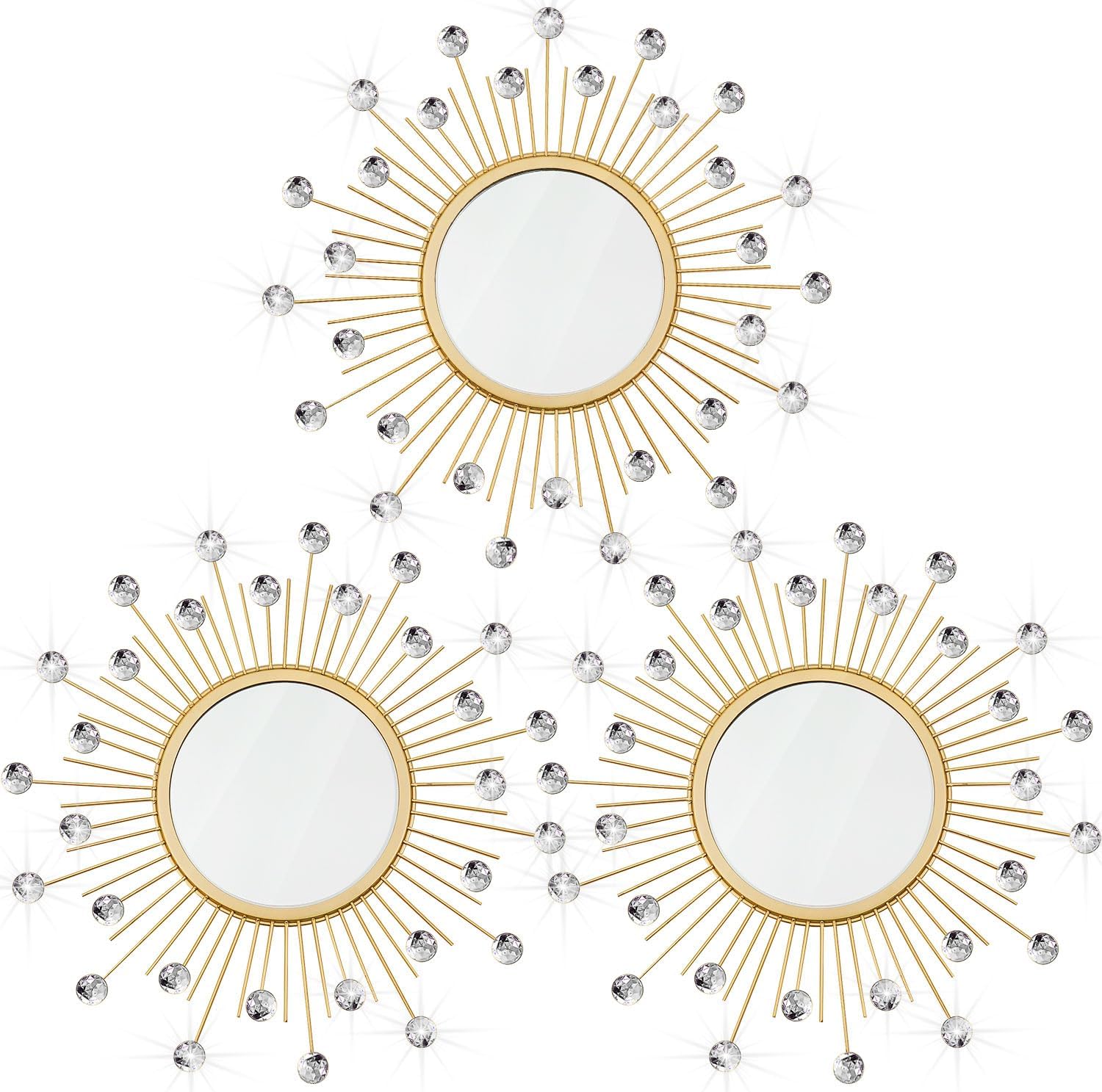 Black Wall Mirror — Gold Crystal