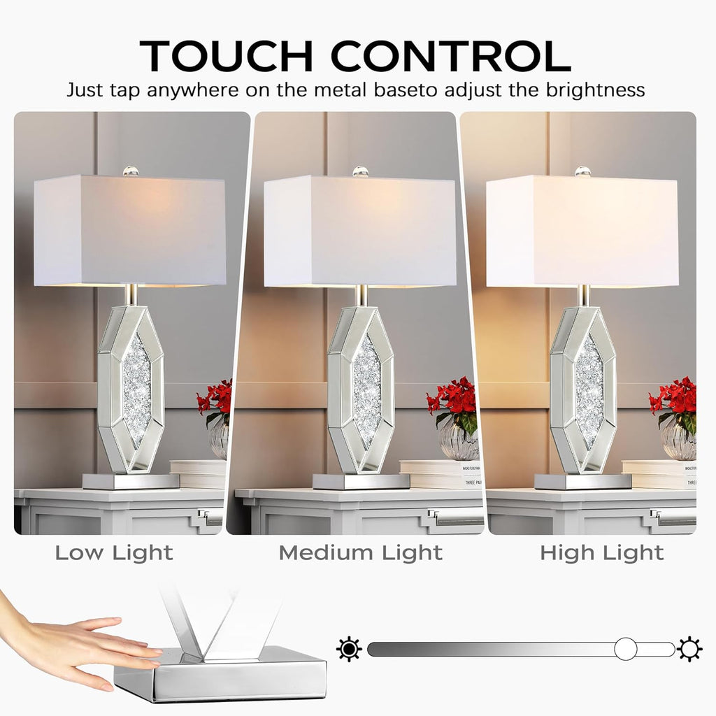 Dimmable Modern Silver Table Lamp — Set of 2 - View 2