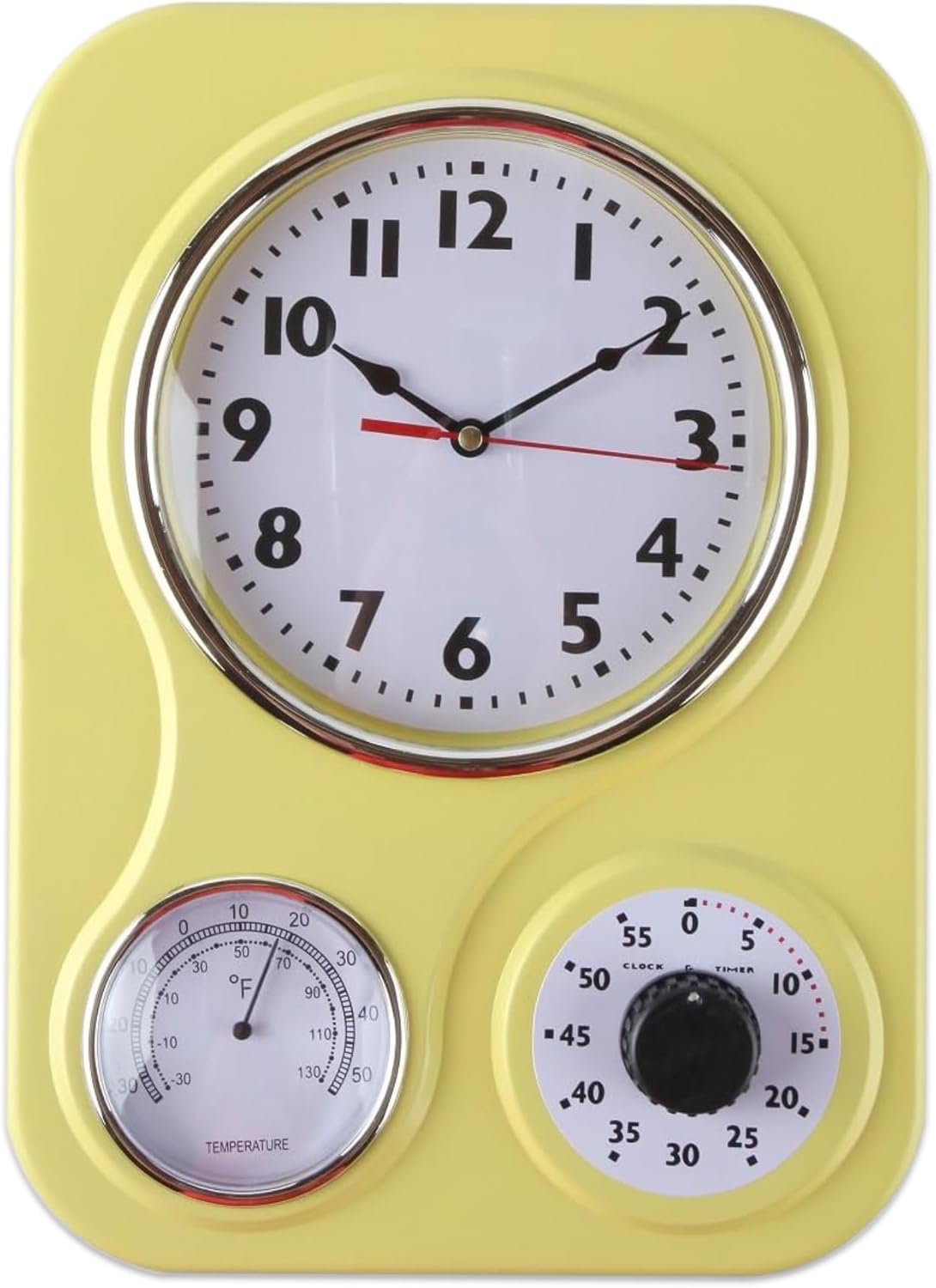 Vintage Mid-Century Black Wall Clock — 5" — Yellow