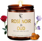 Soy Wax Metal Scented Candle — Rose & Noir Oud