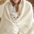 Knit Beige Throw Pillow — 50" - View 2