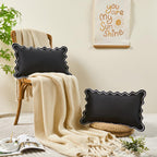 Embroidered Black Pillow Cover — 20" - View 6