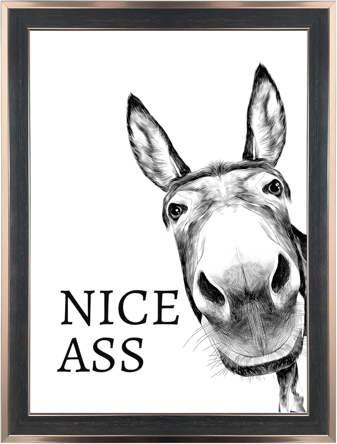 Framed Farmhouse Black Wall Decor — 10" — Black Framed Donkey