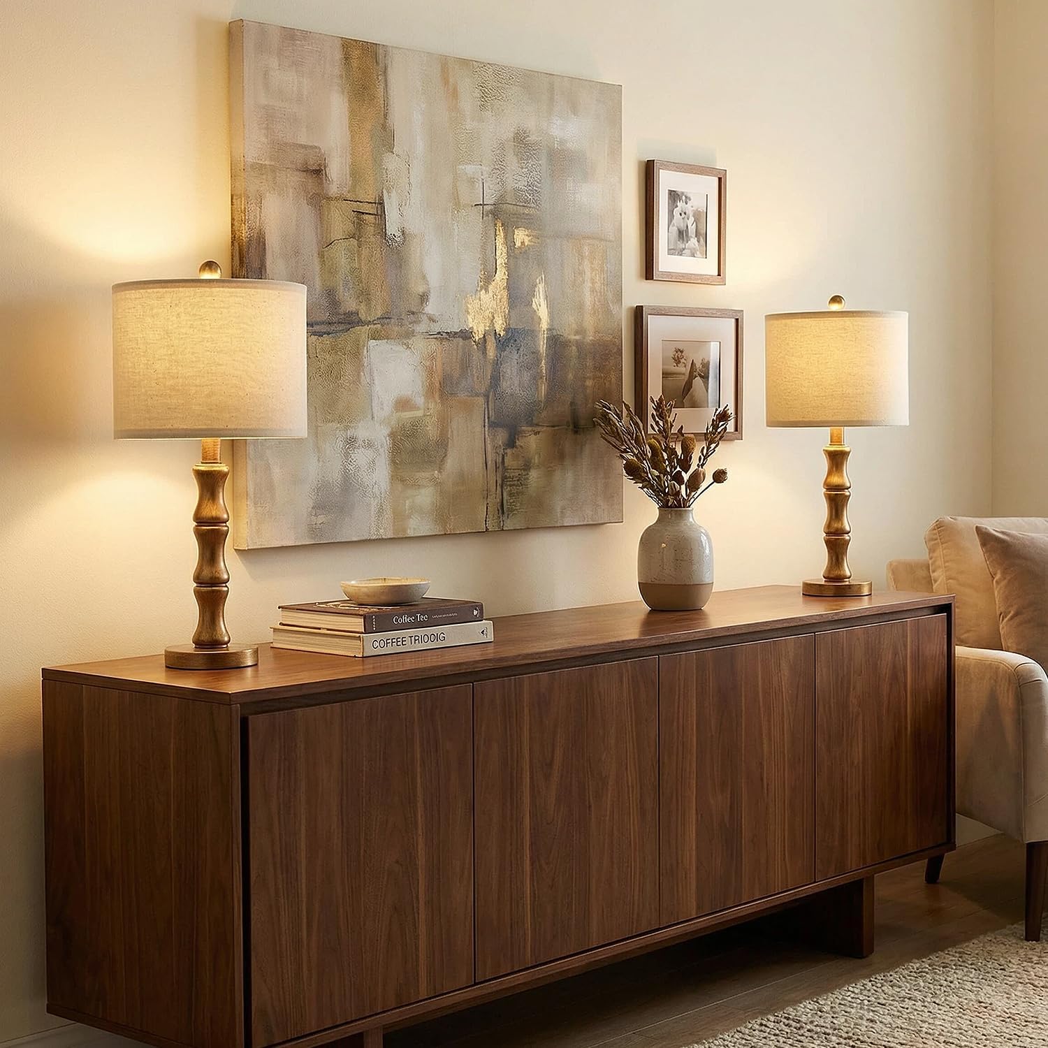 Linen Farmhouse Brown Bedside Lamp — 20.5" - View 4