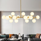 Adjustable Luxe Glass Chandelier — 16-Light — Gold-40in-16light