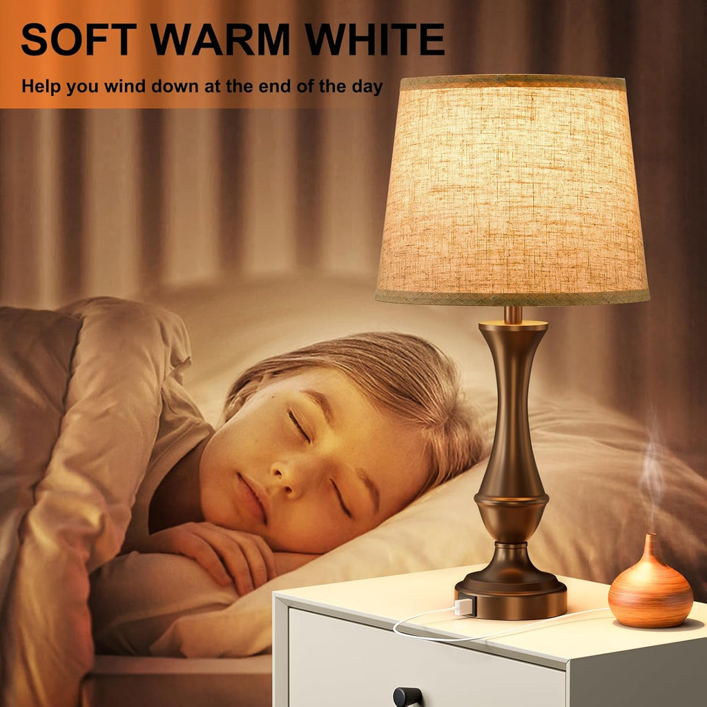 Dimmable Beige Bedside Lamp — Set of 2 - View 6