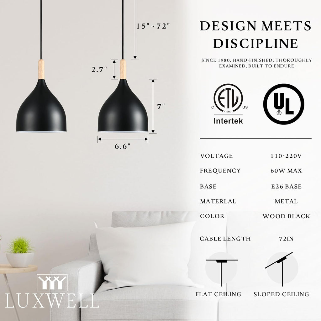 Adjustable Modern Beige Pendant Light — 6.6" - View 3