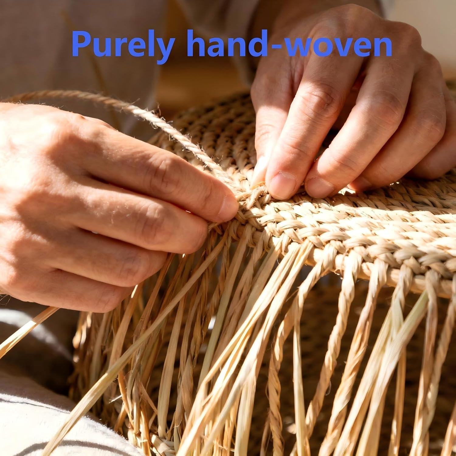 Boho Beige Woven Basket — 14" - View 4