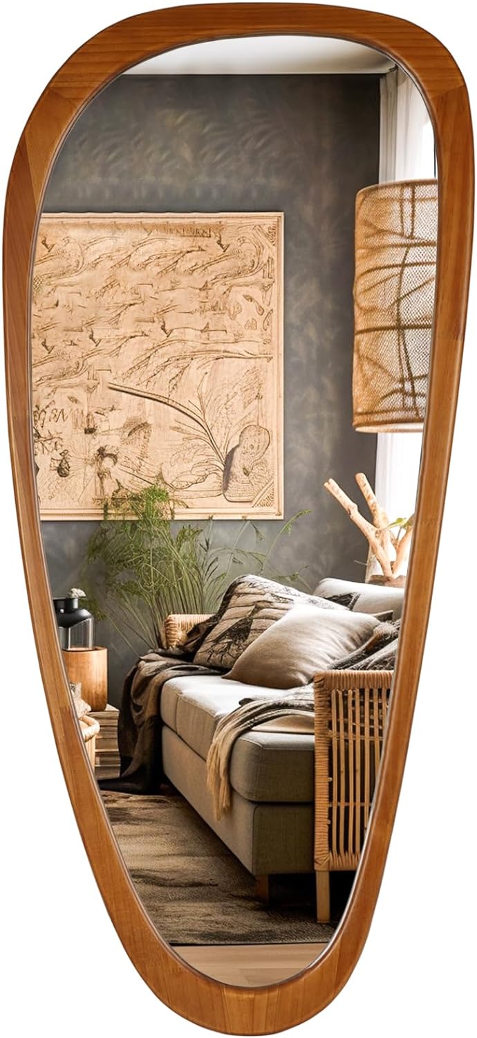 Luxe Black Wall Mirror — 28" — Walnut
