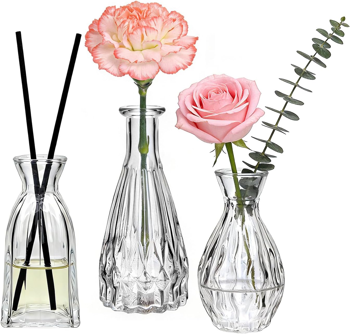 Farmhouse Black Flower Vase — Set of 32 — Clear