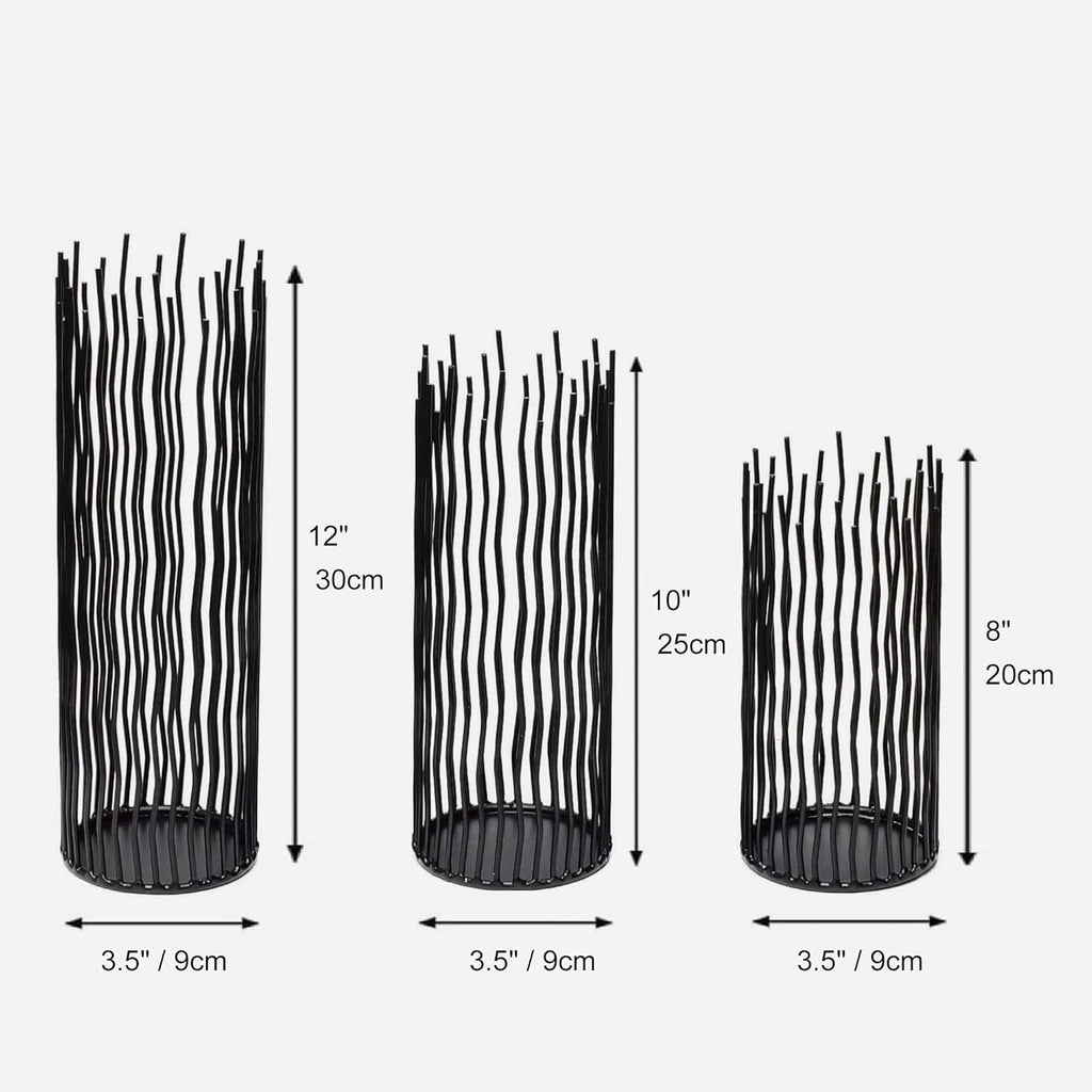 Modern Black Pillar Candle — Set of 3 - View 4