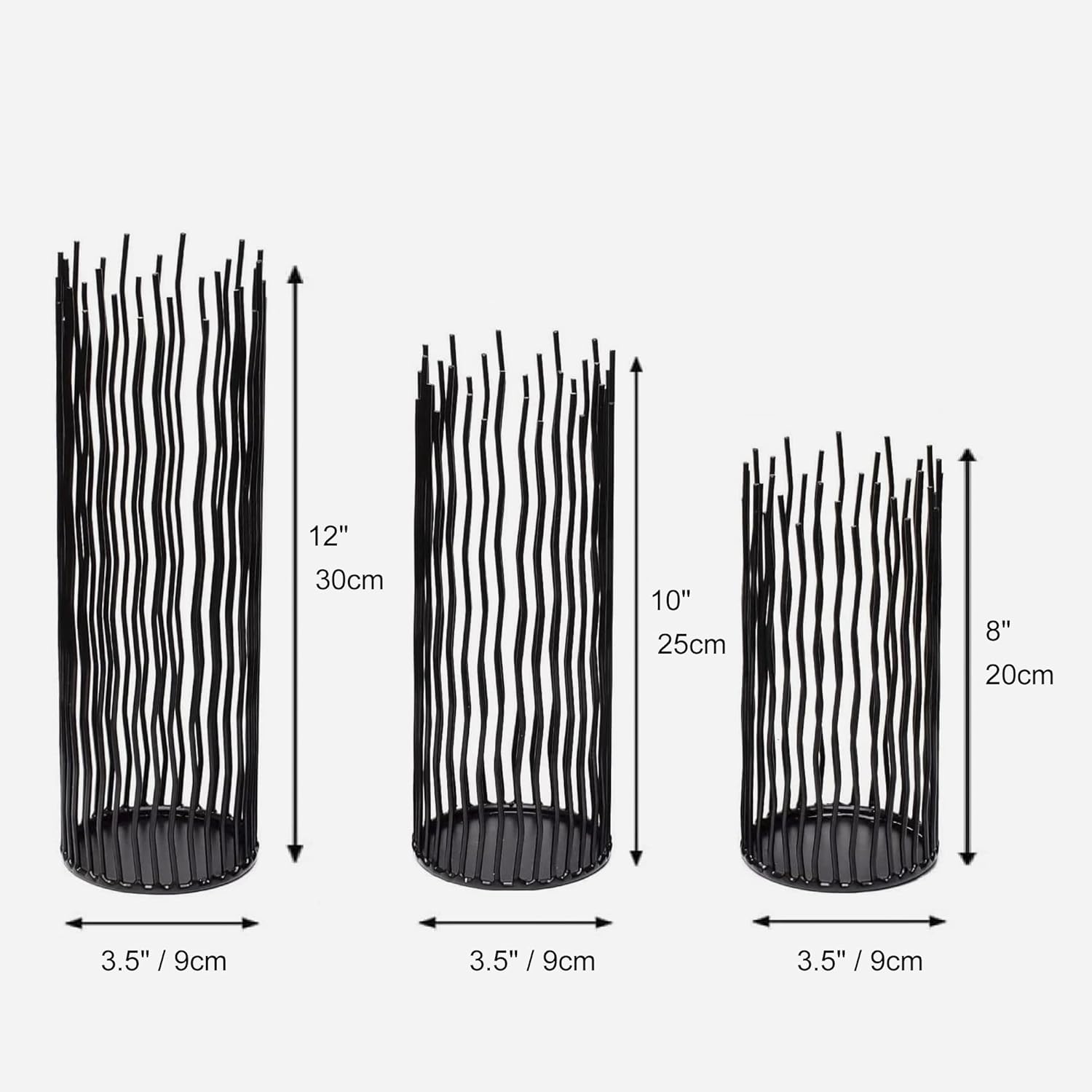 Modern Black Pillar Candle — Set of 3 - View 4