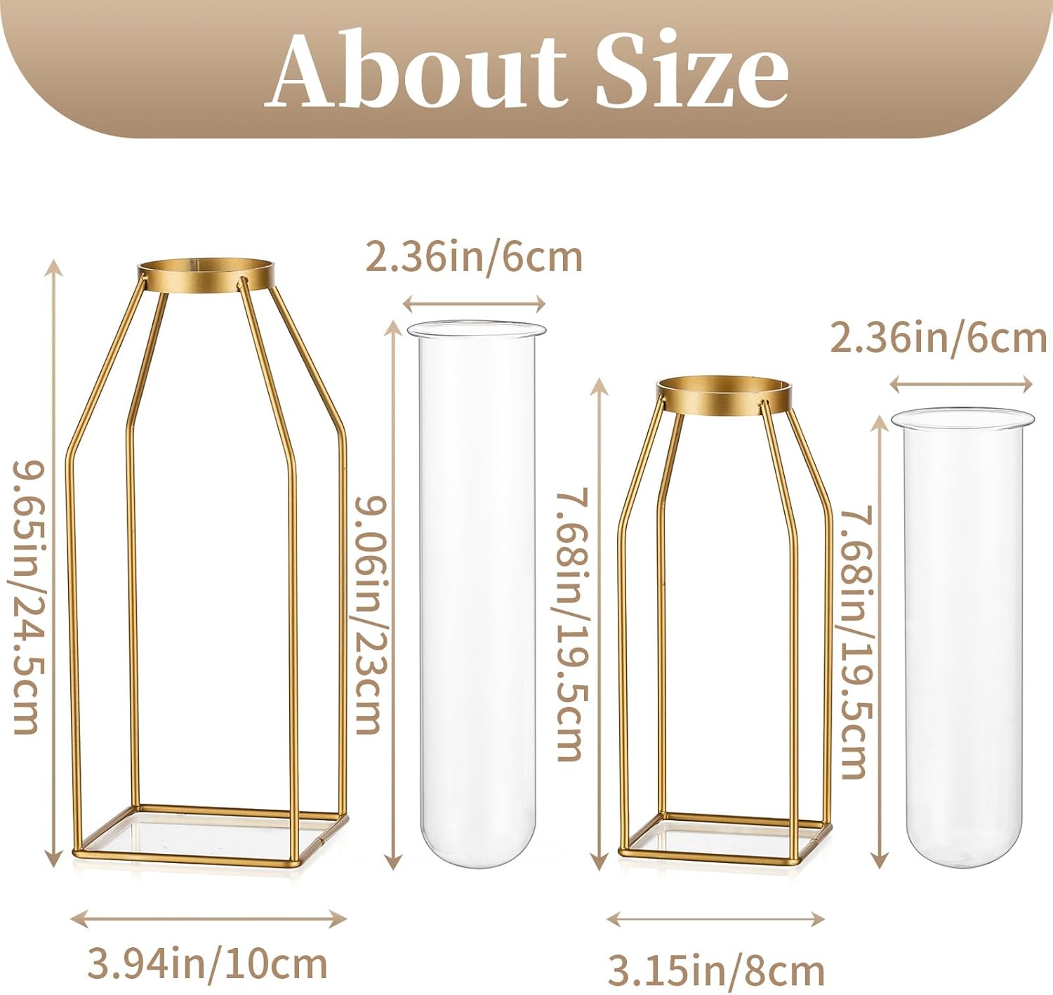 Luxe Metal Flower Vase — 8" - View 5