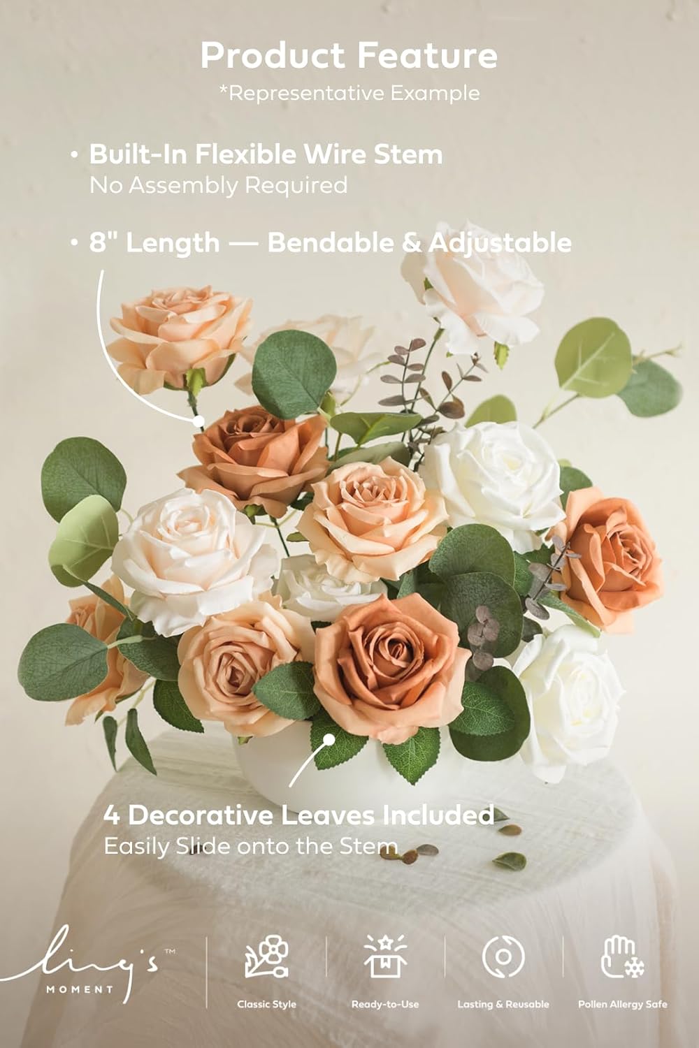 Beige Artificial Flowers — 3.5" - View 4