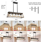 Rectangular Farmhouse Black Chandelier — 5-Light - View 5