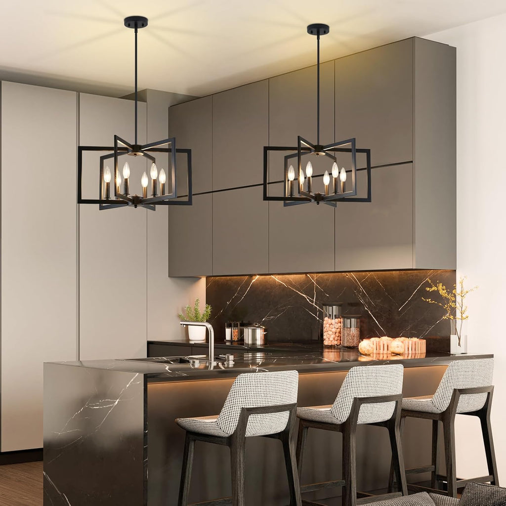 Farmhouse Black Chandelier — 6-Light - View 6
