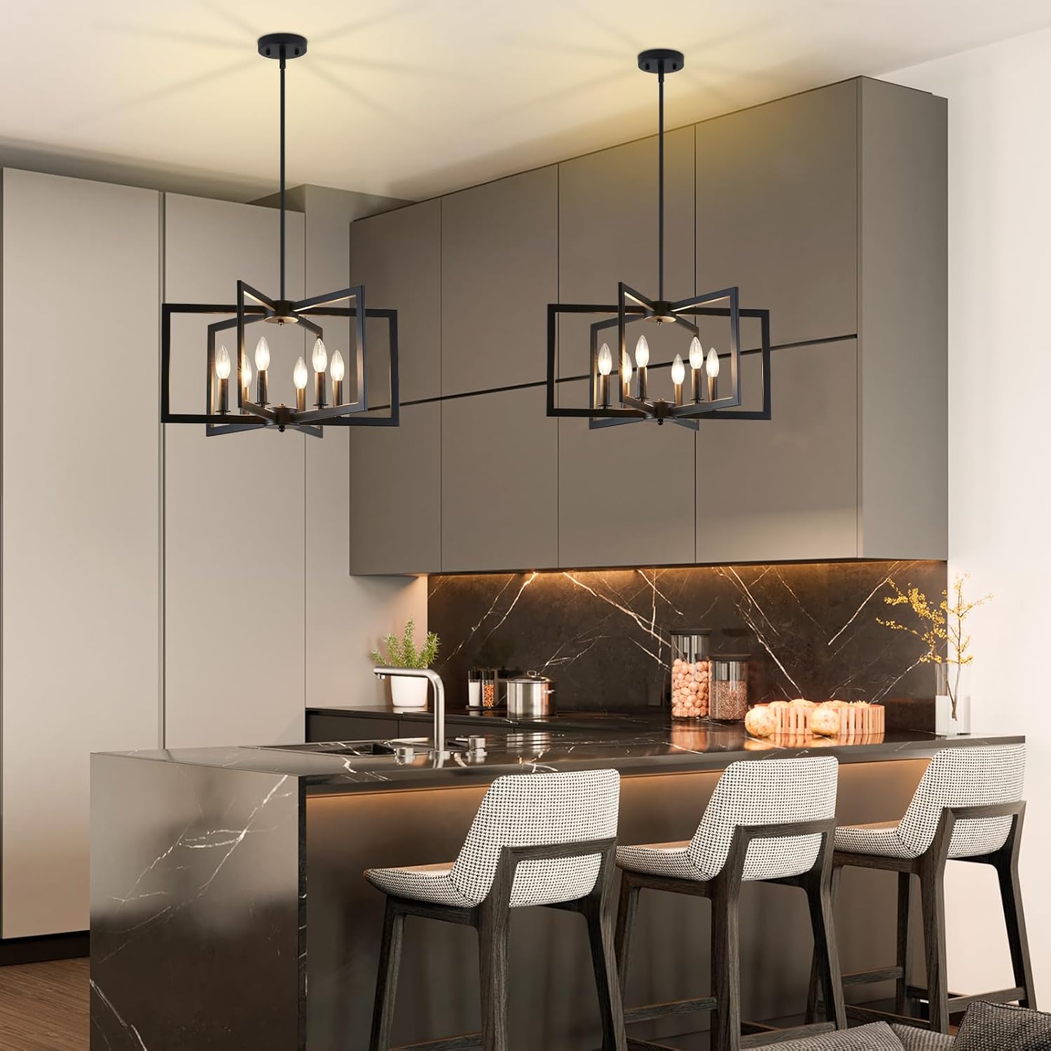 Farmhouse Black Chandelier — 6-Light - View 6